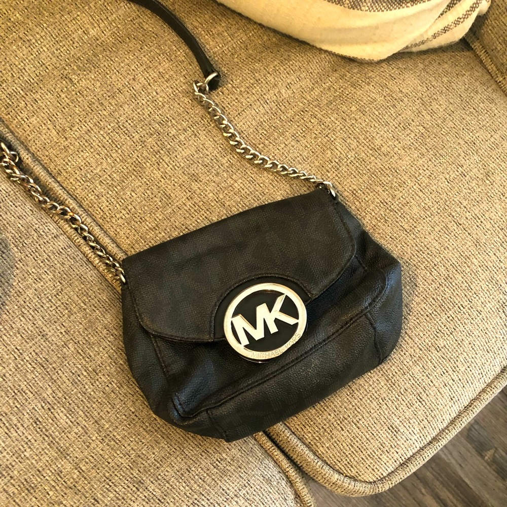 Black leather Michael Kors purse🔥